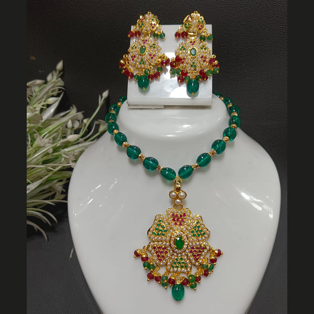 Everlasting Jadau Ethnic Gold-Plated Style with Austrian Stones & Pearls Necklace Set