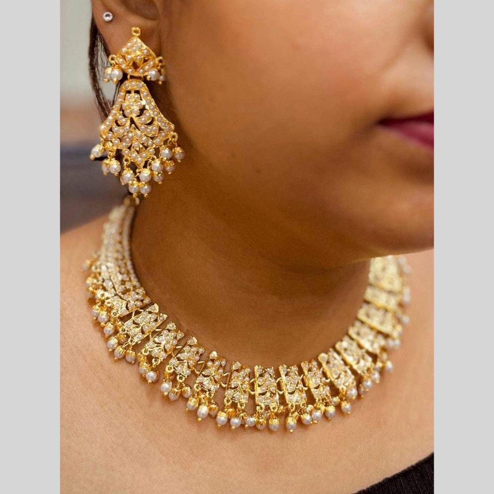 Everlasting Jadau Designer Elegant Austrian Stone Accents Beaded Choker Set
