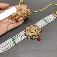 Everlasting Jadau Pearl and Pota Stone Choker Necklace Set