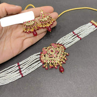Everlasting Jadau Pearl and Pota Stone Choker Necklace Set