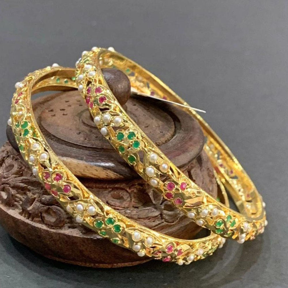 Everlasting Jadau Royal Pota Stone And Pearl Bangles Set