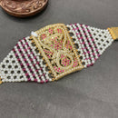 Everlasting Jadau Gold Plated Austrian Stone And Pearl Hand Dasti / Bracelet