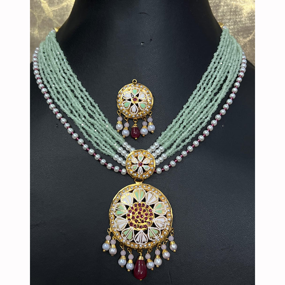 Everlasting Jadau Royal Pota Stone And Pearl Necklace Set
