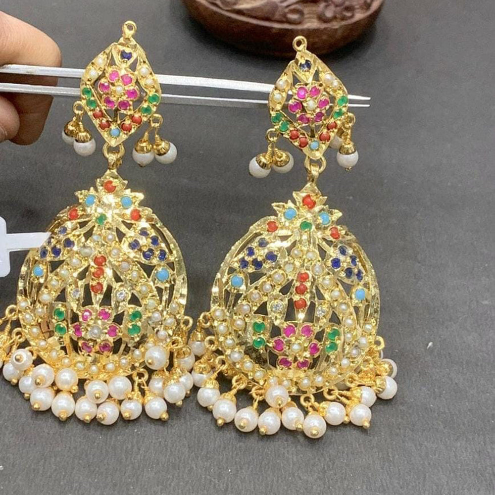 Everlasting Jadau Timeless Pota Stone And Pearl Jhumki Earrings