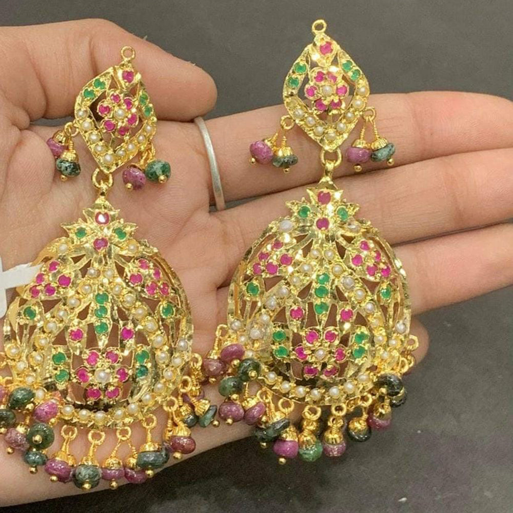 Everlasting Jadau Timeless Pota Stone And Pearl Jhumki Earrings