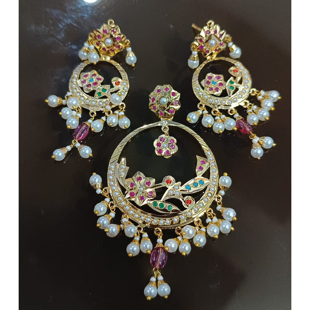 Everlasting Jadau Royal Fusion Pota Stone And Pearl Dangler Earrings