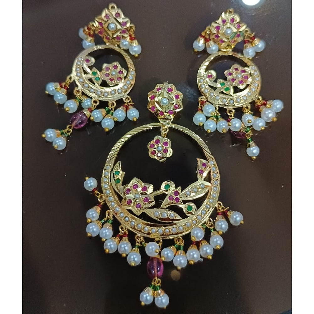 Everlasting Jadau Royal Fusion Pota Stone And Pearl Dangler Earrings