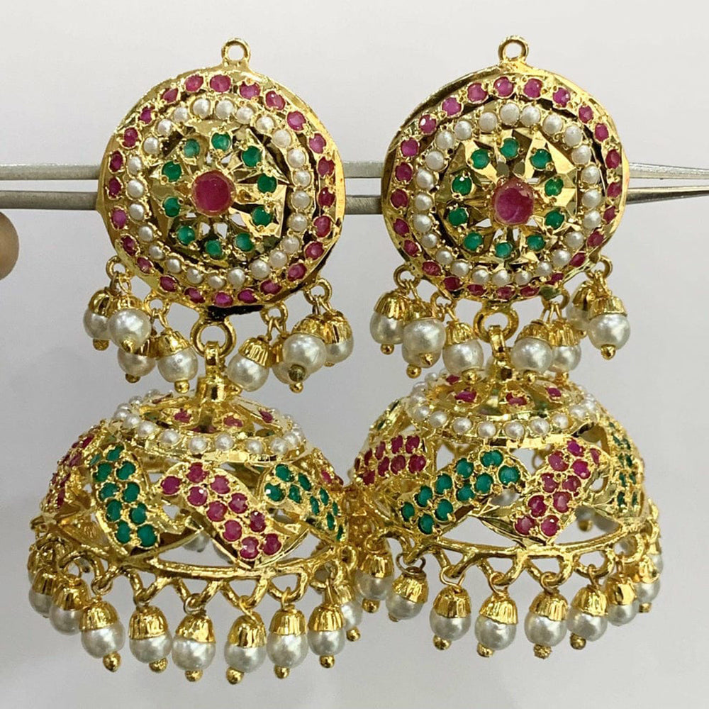 Everlasting Jadau Timeless Pota Stone And Pearl Jhumki Earrings