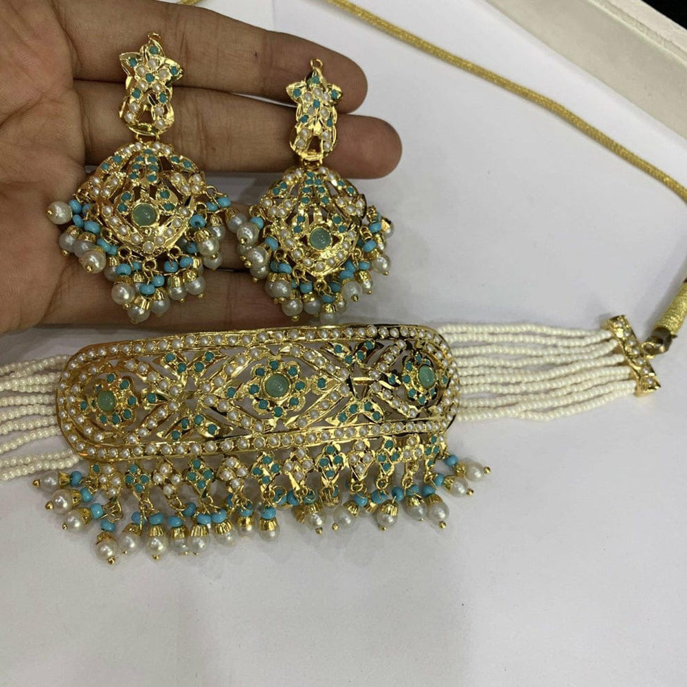 Everlasting Jadau Timeless Pota Stone And Pearl Choker Necklace Set
