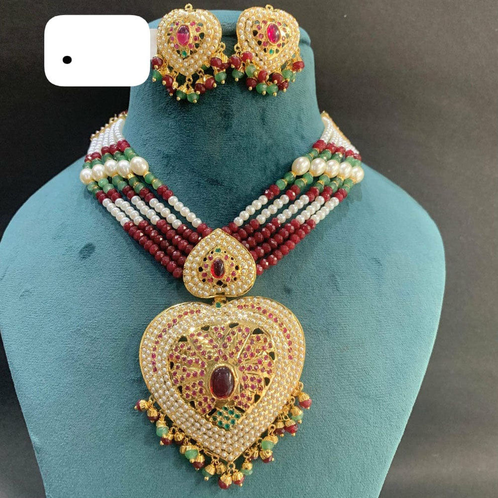 Everlasting Jadau Radiance Glam Pota Stone And Pearl Necklace Set