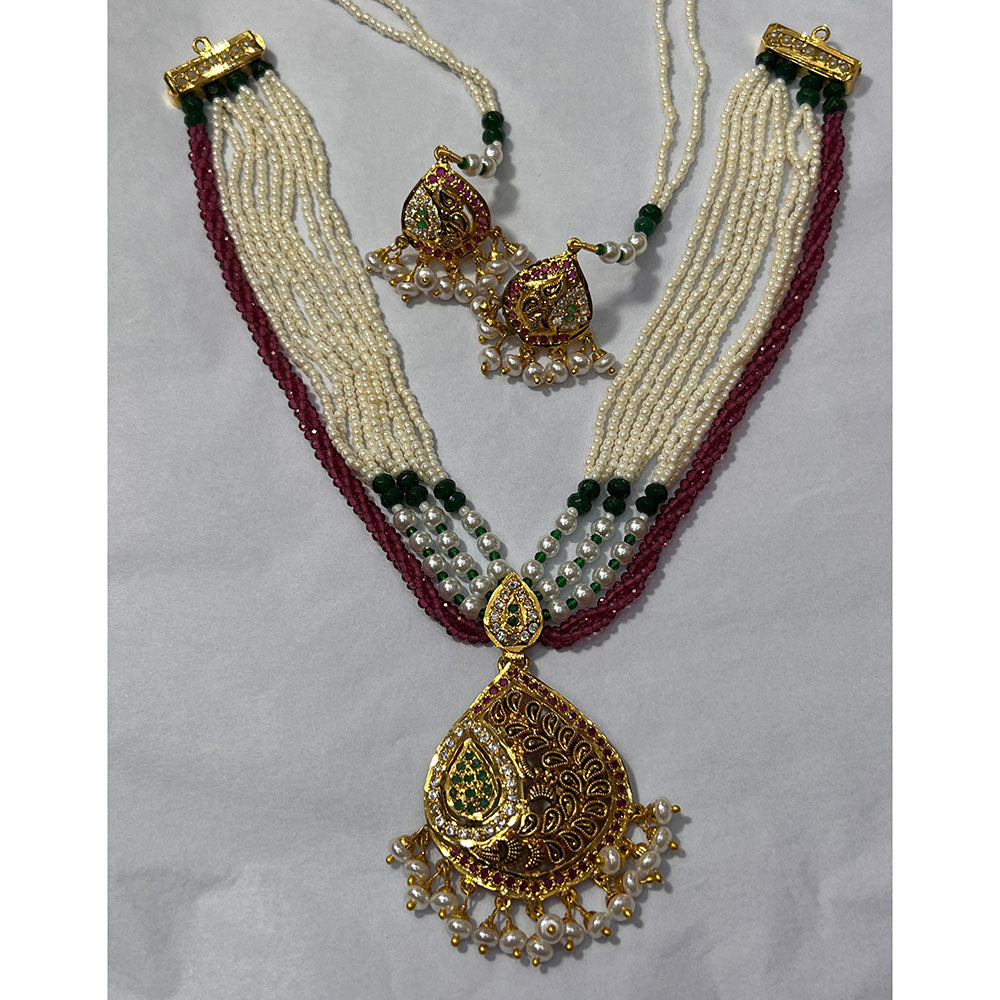 Everlasting Jadau Radiance Glam Pota Stone And Pearl Necklace Set