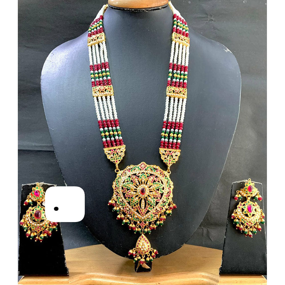 Everlasting Jadau Radiance Glam Pota Stone And Pearl Long Necklace Set