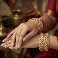 Everlasting Jadau Gold Plated Pota Stone Bangles Set