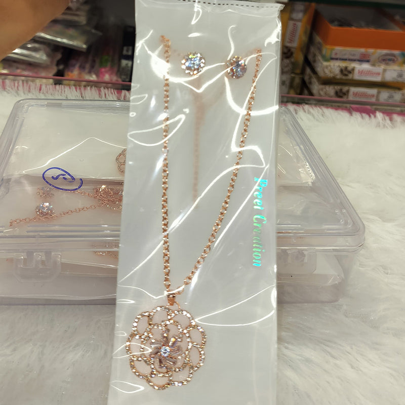 Abhinandan Rose Gold Plated Chain Pendant Set