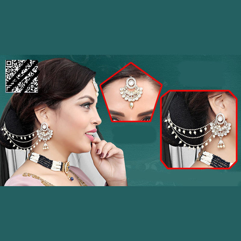 Abhinandan Kundan Stone And Pearl Kanchain Jhumki Earrings