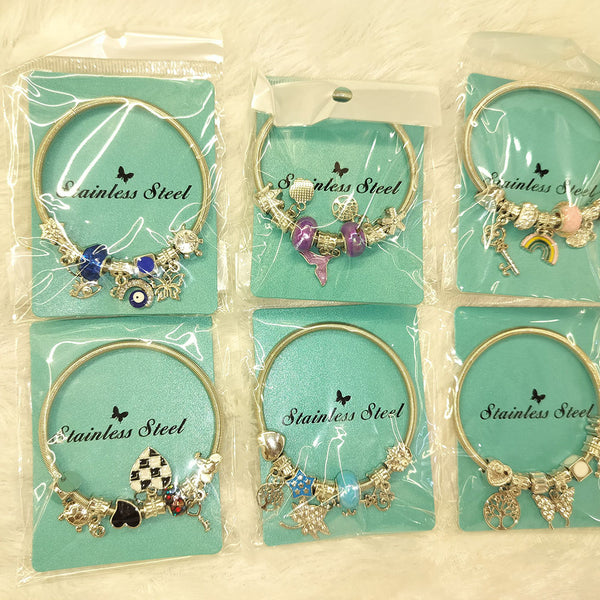 Abhinandan Silver Plated Charms Assorted Color Bracelet