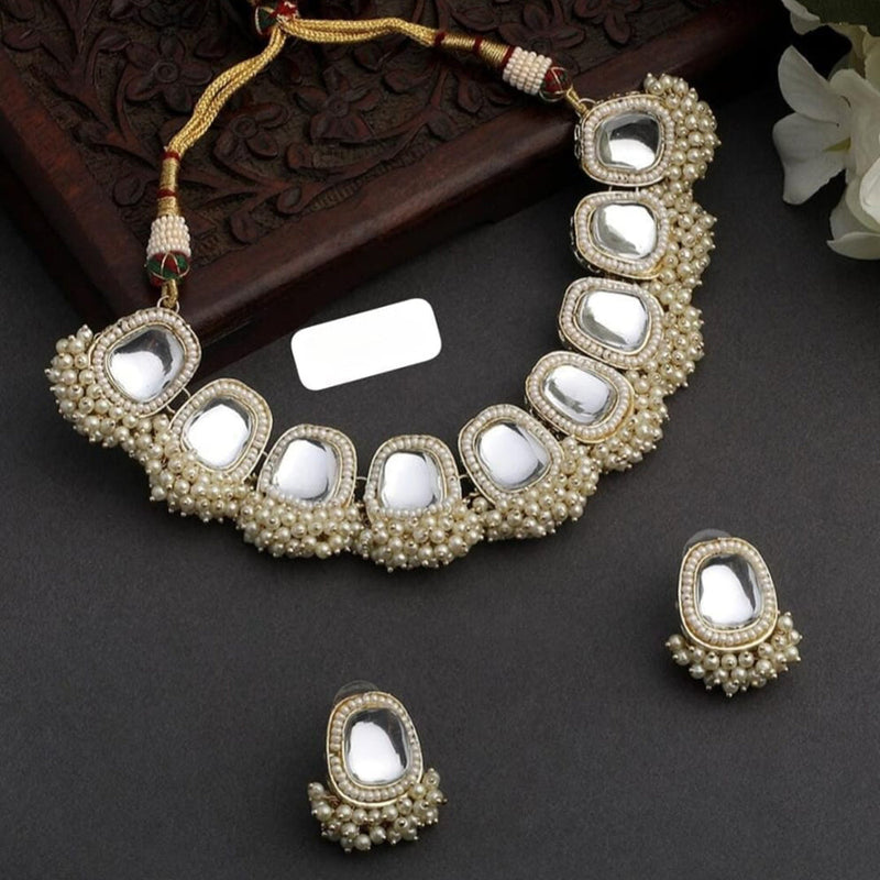 Abhinandan Gold Plated Kundan Stone And Pearls Necklace Set