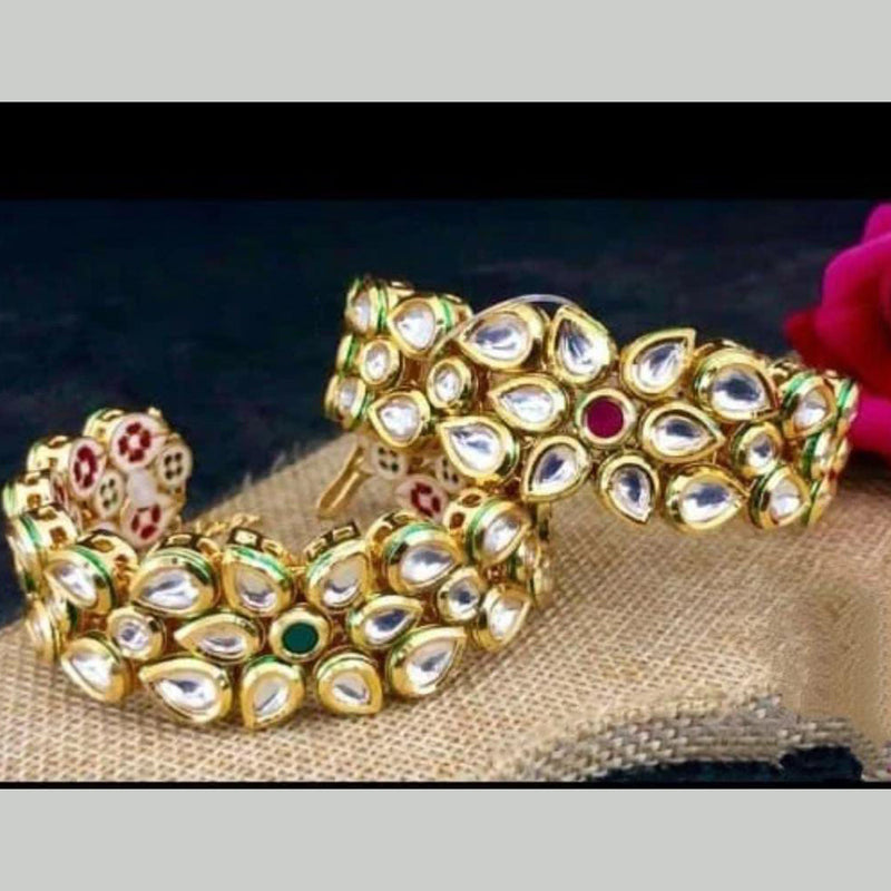 Abhinandan Gold Plated Kundan Stone And Pearls Adjustable Bracelet