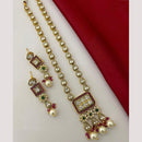 Abhinandan Classic Crystal Pearl And Pota Stone Beads Long Necklace Set 