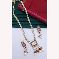 Abhinandan Classic Crystal Pearl And Pota Stone Beads Long Necklace Set