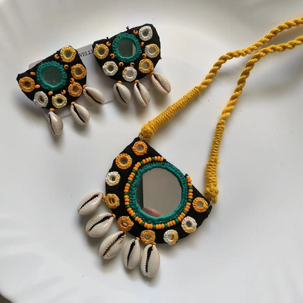 Handmade For Her  Mirror And Shell Handmade Necklace Set