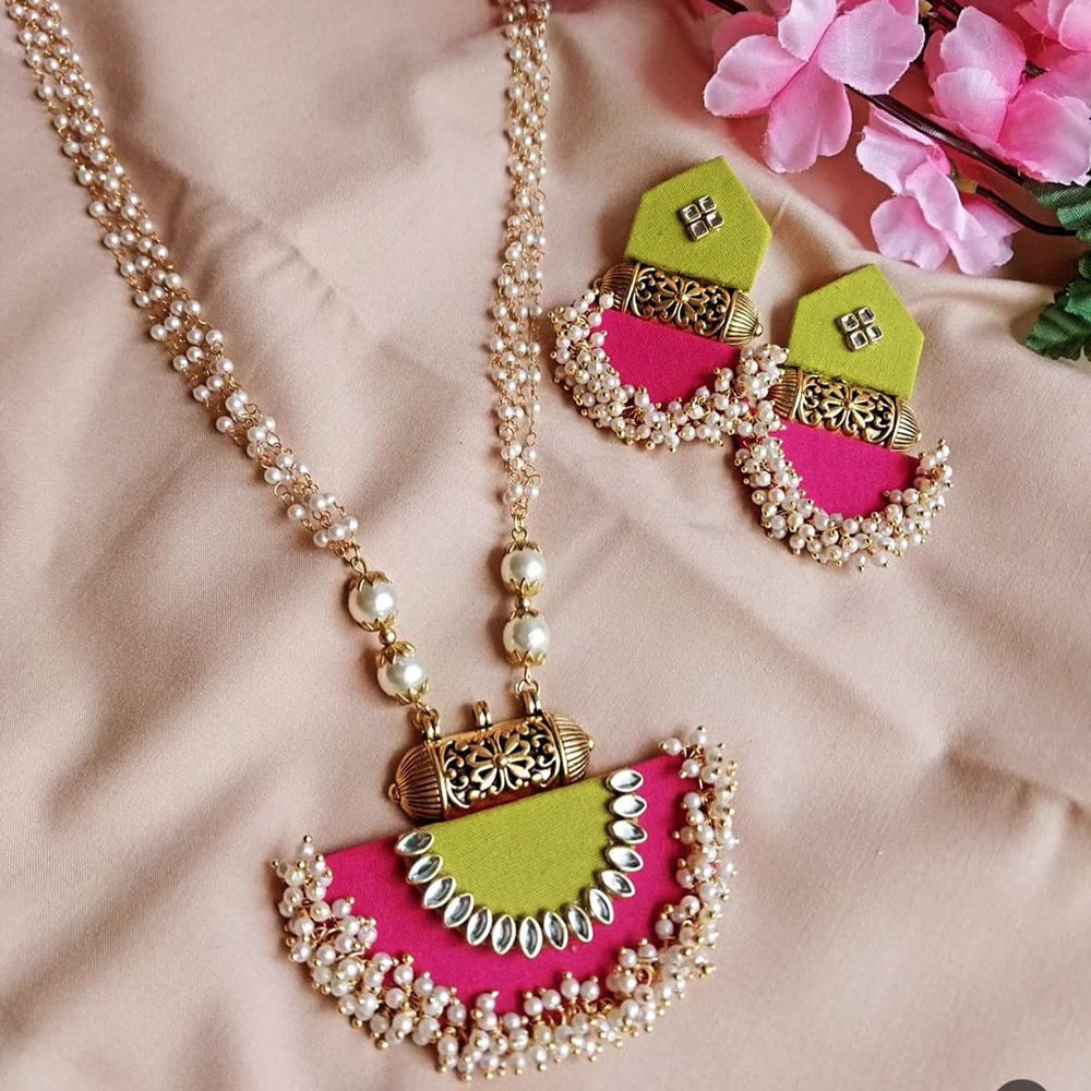 Handmade For Her  Handmade Pearls Long Necklace Set