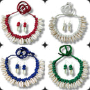 Handmade For Her  Handmade Choker And Earrings With Emblisment Of Shell Combo Set
