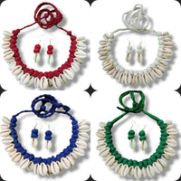 Handmade For Her  Handmade Choker And Earrings With Emblisment Of Shell Combo Set
