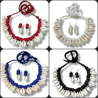 Handmade For Her  Handmade Choker And Earrings With Emblisment Of Shell Combo Set