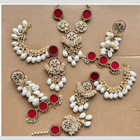 Handmade For Her  Red Cowrie Shell & Kundan Handmade Jewelry Set – Bridal Haldi/Mehendi/Traditional Function Jewelry Set