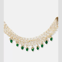 Bajana Lifestyle Handmade Pearl Beaded Choker Necklace with Green Beads | Traditional Bridal Jewelry for Women
