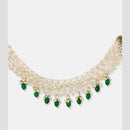 Handmade For Her  Handmade Pearl Beaded Choker Necklace with Green Beads | Traditional Bridal Jewelry for Women