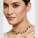 Bajana Lifestyle Handmade Pearl Beaded Choker Necklace with Green Beads | Traditional Bridal Jewelry for Women