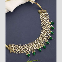 Handmade For Her  Handmade Pearl Beaded Choker Necklace with Green Beads | Traditional Bridal Jewelry for Women