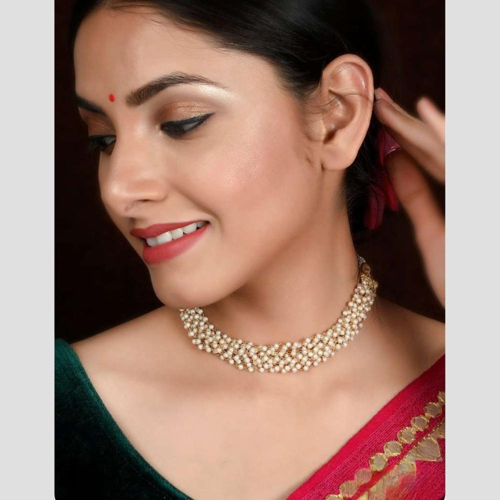 Handmade For Her  Handmade Multi-Layer Pearl Choker Necklace | Traditional Ethnic Bridal Jewelry for Women