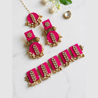 Handmade For Her Handmade Purple Choker Necklace With Earrings And Maangtikka