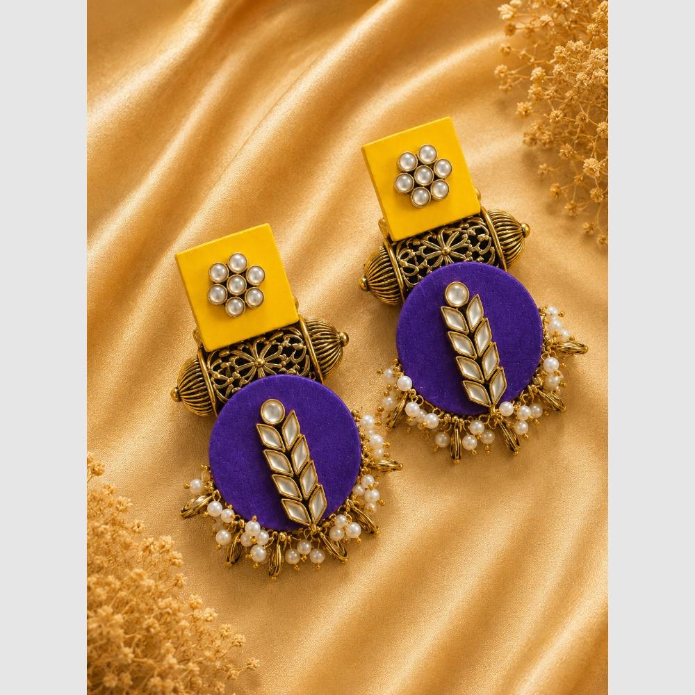 Handmade For Her Handmade Purple Choker Necklace With Earrings And Maangtikka
