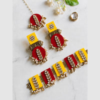 Handmade For Her Handmade Purple Choker Necklace With Earrings And Maangtikka