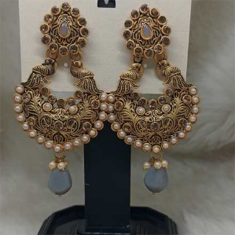 Wearhouse Fashion Gold Plated Austrian Stone And Pearls Dangler Earrings