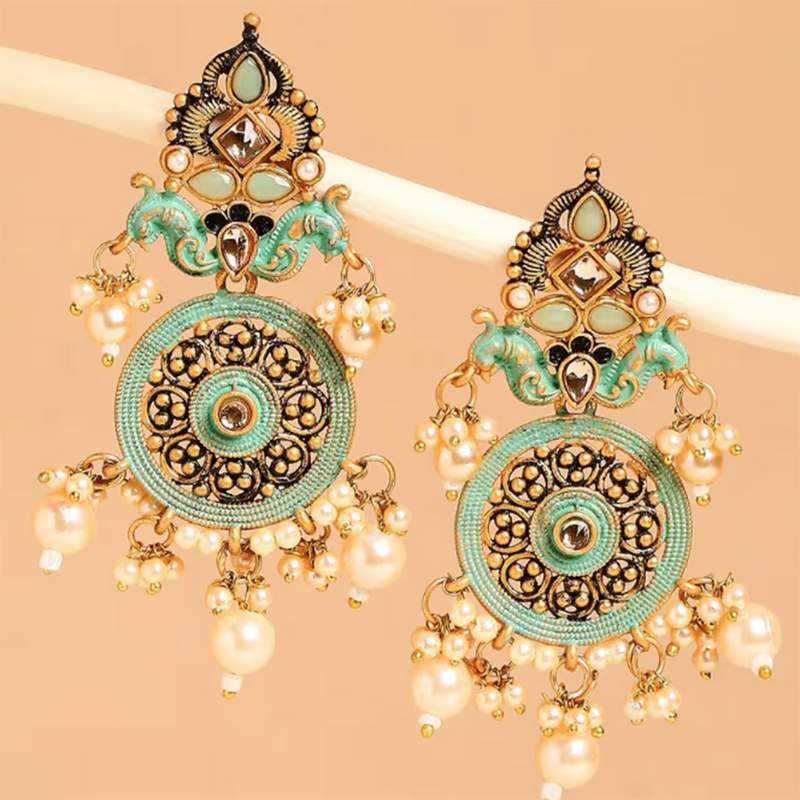 Wearhouse Fashion Gold Plated Crystal Stone Dangler Earrings