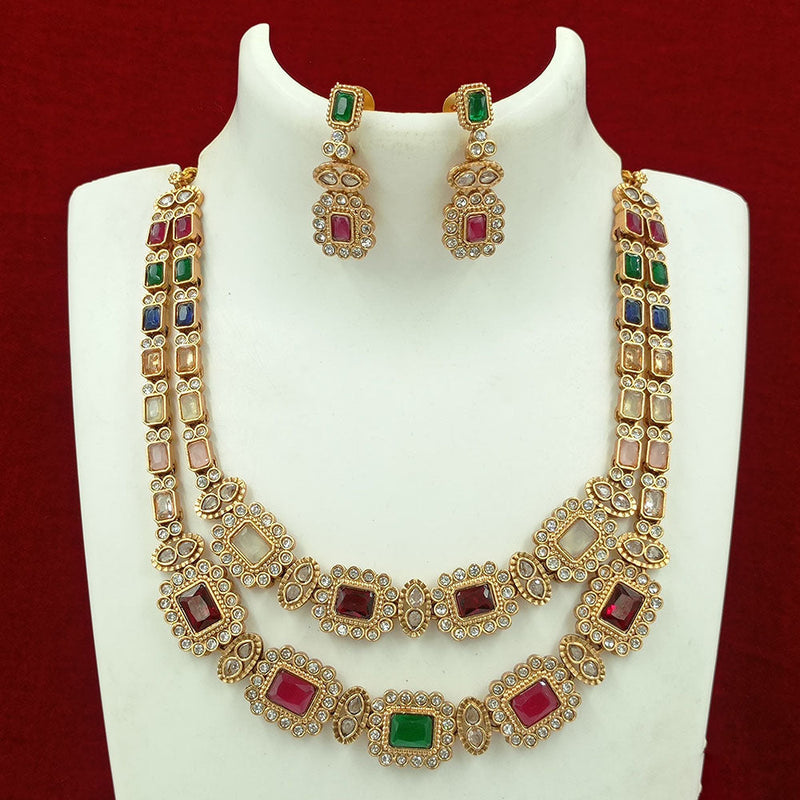 Joyful Jewel Art Matte Gold Plated Crystal Stone Necklace Set