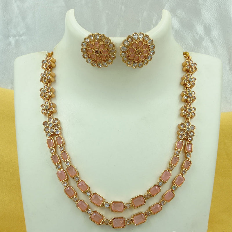 Joyful Jewel Art Matte Gold Plated Pota Stone Necklace Set