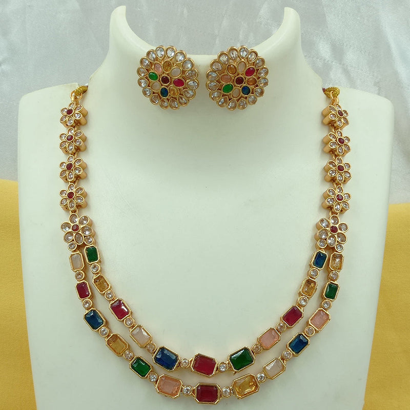 Joyful Jewel Art Matte Gold Plated Pota Stone Necklace Set