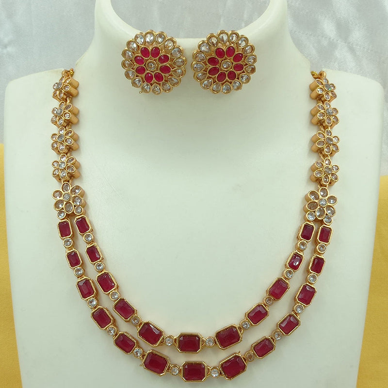 Joyful Jewel Art Matte Gold Plated Pota Stone Necklace Set