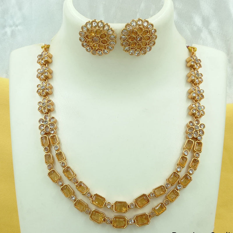 Joyful Jewel Art Matte Gold Plated Pota Stone Necklace Set