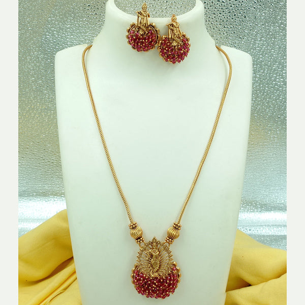 Joyful Jewel Art Matte Gold Plated Necklace Set