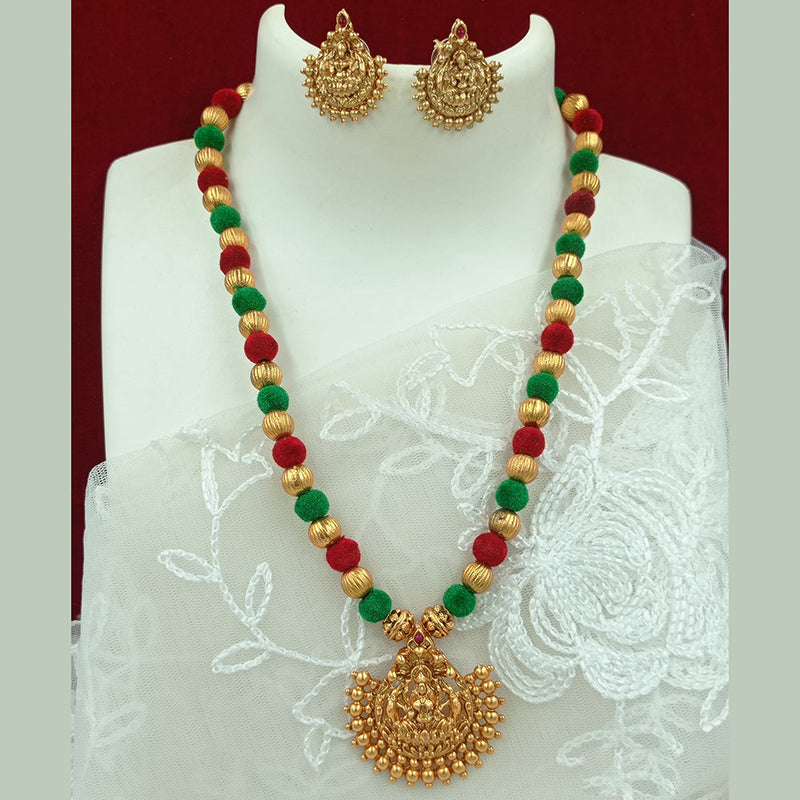 Joyful Jewel Art Matte Gold Plated Temple Necklace Set