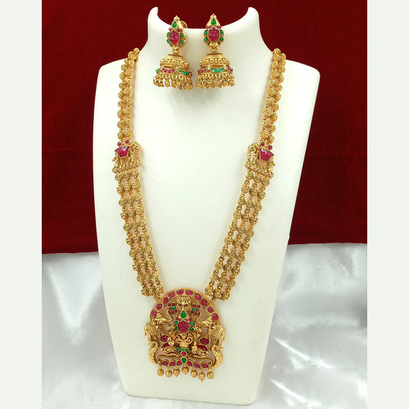 Joyful Jewel Art Matte Gold Plated Pota Stone Necklace Set