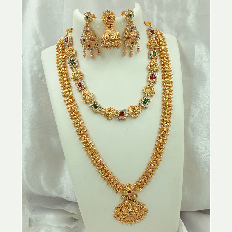 Joyful Jewel Art Matte Gold Plated Temple Necklace Combo