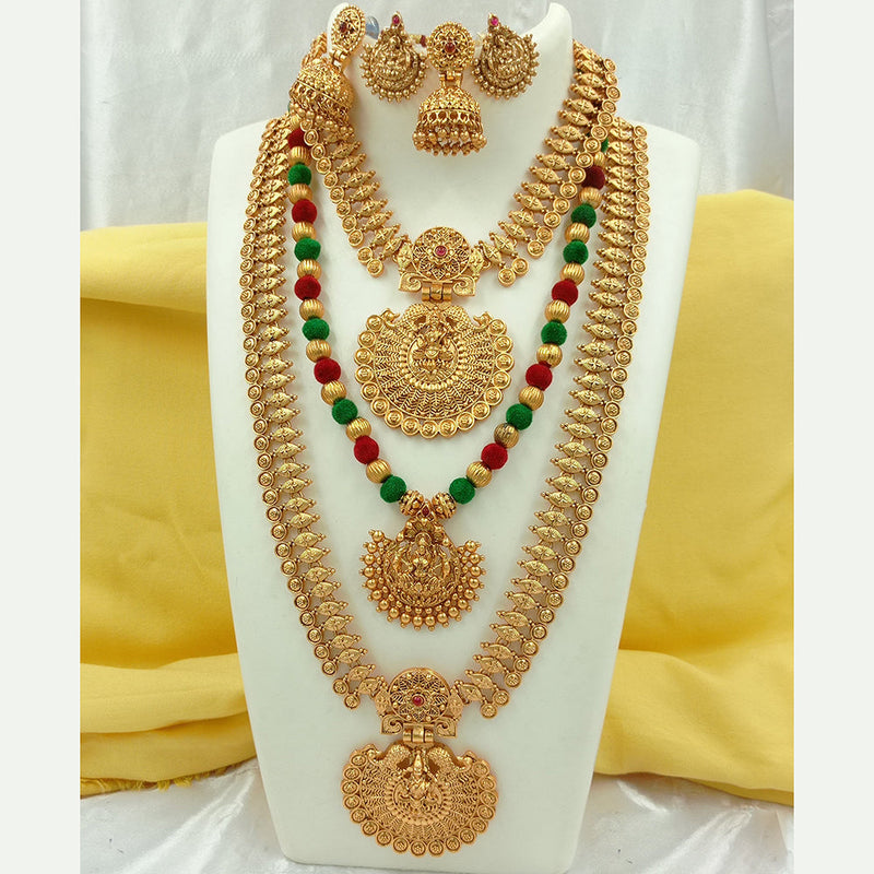 Joyful Jewel Art Matte Gold Plated Temple Necklace Combo